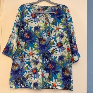 3 for $25! Tommy Bahama Women’s Linen 3/4 Sleeve‎ Floral Tunic Top, small